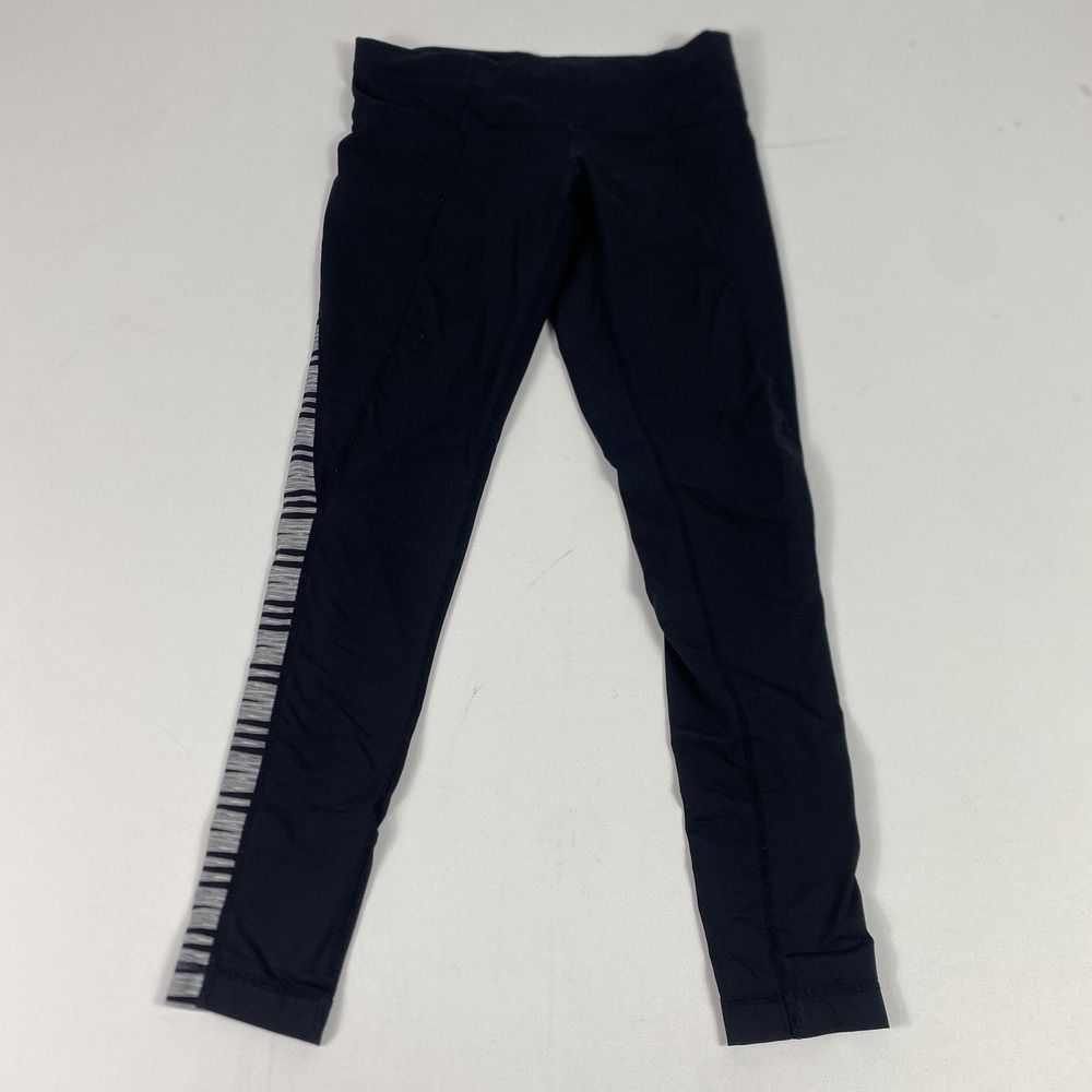 Athleta Leggings Womens XS Petite Black Striped Side Panel Ankle Yoga Gym Run